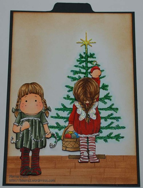 Christmas Tree with Tilda Decorates Tree & Tilda with Glitter